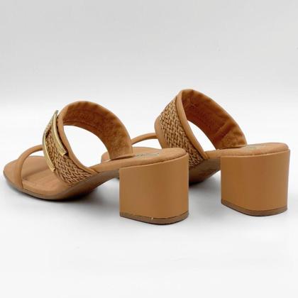 Imagem de Tamanco Mississipi Salto Bloco com Tira Larga com Trama Feminina