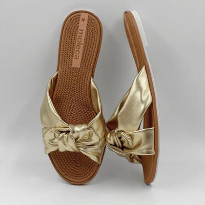 Imagem de Tamanco Moleca Rasteira Metalizada Slide com Laço Feminino