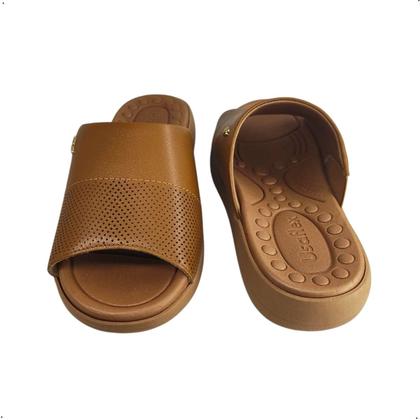 Imagem de Tamanco Ortopedico Usaflex Couro Conforto Anabela UC0803