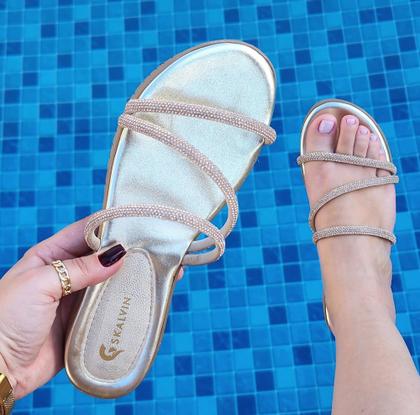 Imagem de Tamanco  Papete Com Strass Brilho Pedraria Rasteirinha