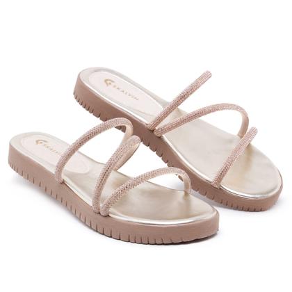 Imagem de Tamanco  Papete Com Strass Brilho Pedraria Rasteirinha