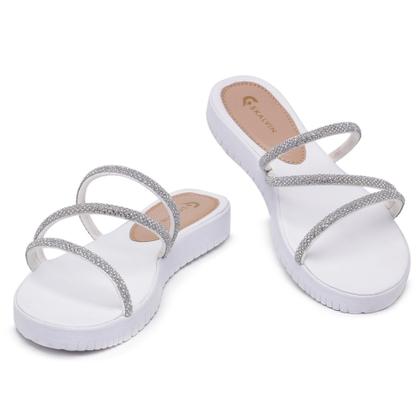 Imagem de Tamanco  Papete Com Strass Brilho Pedraria Rasteirinha