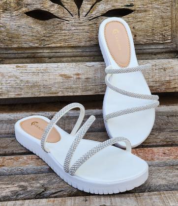 Imagem de Tamanco  Papete Com Strass Brilho Pedraria Rasteirinha