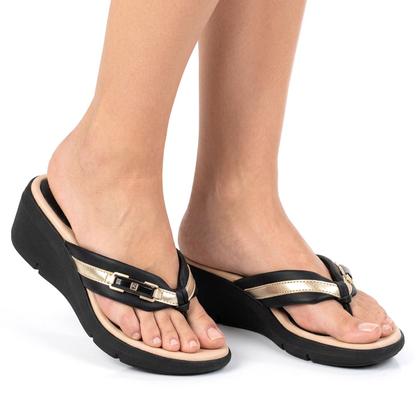 Imagem de Tamanco Piccadilly 540357 Chinelo Salto Anabela Dedo Fivela Feminino