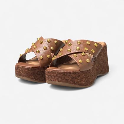 Imagem de Tamanco Plataforma Vizzano Com Rebites Marrom