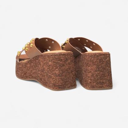 Imagem de Tamanco Plataforma Vizzano Com Rebites Marrom