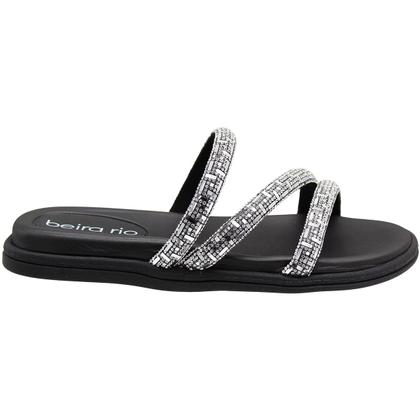 Imagem de Tamanco Rasteira Beira Rio Napa Cristal Tira Strass Feminino