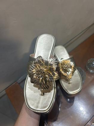 Imagem de Tamanco Salto Plataforma Anabela papete Peep Toe estilo Chinelo Cabedal com Flor Ref 2155 F