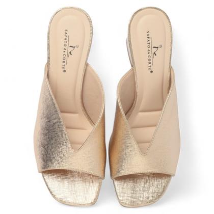 Imagem de Tamanco Sapato da Corte Salto Bloco Médio Recorte V