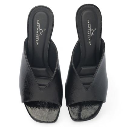 Imagem de Tamanco Sapato da Corte Salto Bloco Médio Recorte V