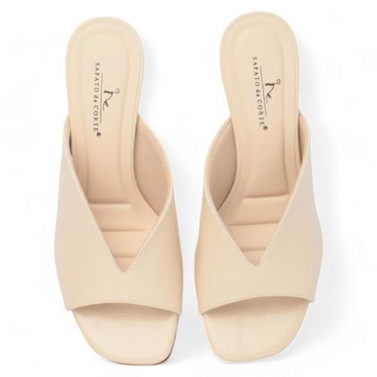 Imagem de Tamanco Sapato da Corte Salto Bloco Médio Recorte V