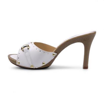 Imagem de Tamanco Tchocco Salto Alto Enfeite Dourado e Hotfix