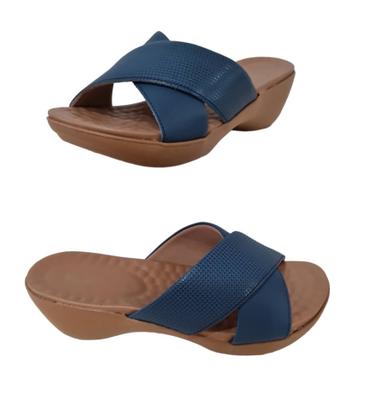 Imagem de Tamanco Usaflex  AE0911 Anabela Conforto em Couro Azul