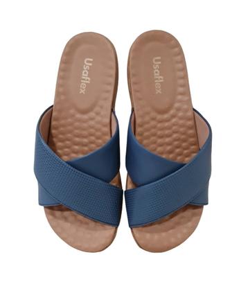 Imagem de Tamanco Usaflex  AE0911 Anabela Conforto em Couro Azul