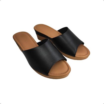 Imagem de Tamanco Usaflex Ortopedico Couro Anabela Conforto AC5711