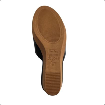 Imagem de Tamanco Usaflex Ortopedico Couro Anabela Conforto AC5711