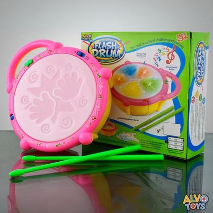 Tambor Bateria Brinquedo Tamborzinho Musical Batuque Som Luz