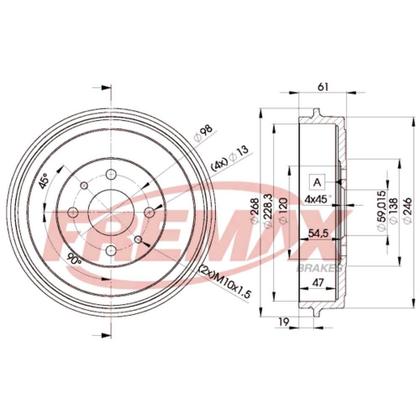 Imagem de Tambor De Freio Fremax Brava/Doblo/Palio/Strada/Uno - BD9600