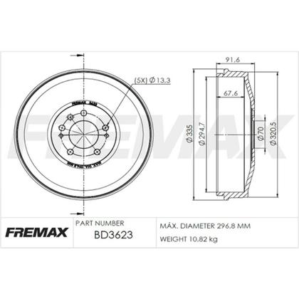 Imagem de Tambor de freio Traseiro Fiat Toro 2015 a 2024 FREMAX BD3623