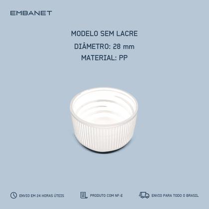 Imagem de Tampa 28mm Plástica Sem Lacre Para Garrafa Resistente Kit 50UN