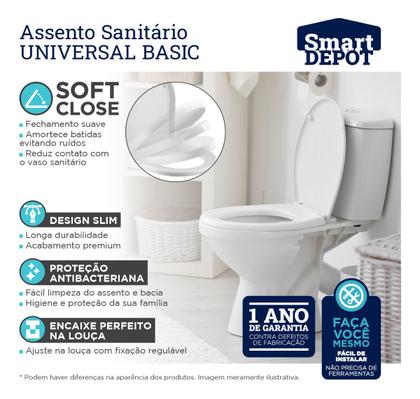 Imagem de Tampa Assento Sanitário Com Fechamento Silencioso Universal Basic Smart Depot