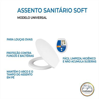 Imagem de Tampa Assento Sanitário Universal Para Vazo Oval - Soft Kit C/ 2