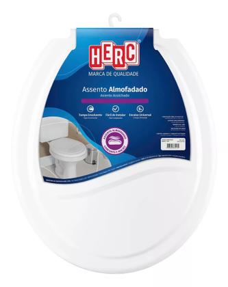 Imagem de Tampa Assento Vaso Sanitário Almofadado Oval Bege ou Branco Liso Herc