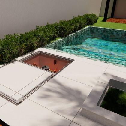 Imagem de Tampa Casa Máquina Piscina e Rebaixo Gaveta Cinza 120x120cm