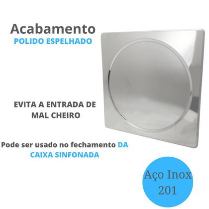 Imagem de Tampa cega 15x15 inox tampão caixa sifonada ralo de quintais banheiros cozinha