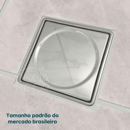 Imagem de Tampa Cega Ralo 15x15 E Caixilho Porta Grelha Quadrado 15cm Aço Inox Kit Banheiro Tampa Veda Caixa Sifonada Suporte Porta Ralo Antiodor Sacada