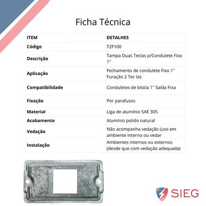Imagem de Tampa Condulete Fixo 2 Interruptor Tecla 1 Pol Sieg