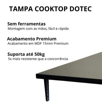 Imagem de Tampa cooktop dotec 2 bocas multiuso 32x60x8cm mdf preto