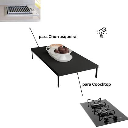 Imagem de Tampa de Cooktop 2 Bocas Fogão Churrasqueira Proteção Multiuso Madeira Preta