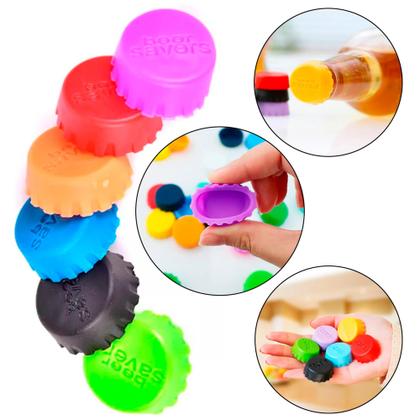 Imagem de Tampa De Garrafa De Silicone Cerveja E Vinho Kit 6 Unidades