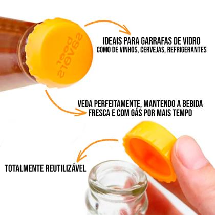 Imagem de Tampa De Garrafa De Silicone Cerveja E Vinho Kit 6 Unidades