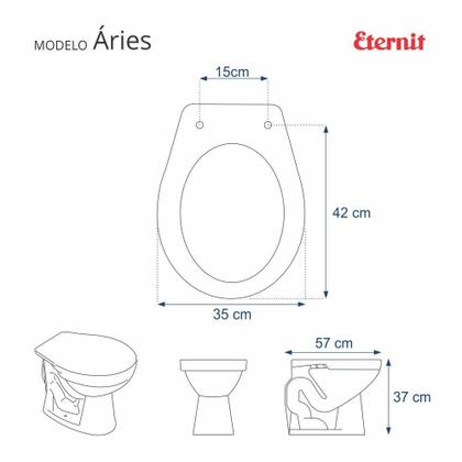 Imagem de Tampa de Privada Aries Branco para louça Eternit 6lpf