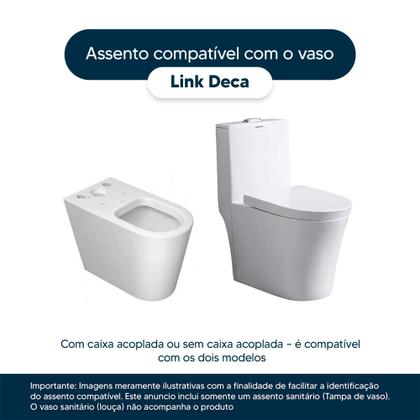 Imagem de Tampa de Vaso Laqueado Com Fechamento Lento Link/LK Preto Fosco para Louça Deca com Ferragem Dourada