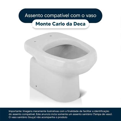 Imagem de Tampa de Vaso MDF Com Amortecedor Monte Carlo Branco para bacia Deca com Ferragem Dourada