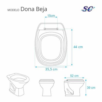 Imagem de Tampa de Vaso Poliéster Dona Beja Branco para bacia Santa Clara 6lpf