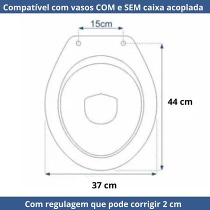 Imagem de Tampa De Vaso Redondo Com Amortecedor Universal Fácil De Instalar Para Vaso Benfica Luzarte 1.6gpf 6.0lpf