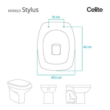 Imagem de Tampa De Vaso Sanitario Almofadada Stylus Branco Para Bacia Celite