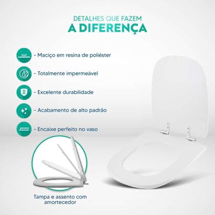 Imagem de Tampa de Vaso Sanitário com Amortecedor Ezedra Cinza Quartzo para vaso Ideal Standard