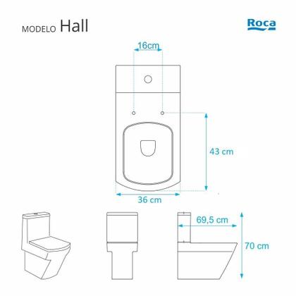 Imagem de Tampa De Vaso Sanitario Com Amortecedor Hall Branco Para Bacia Roca