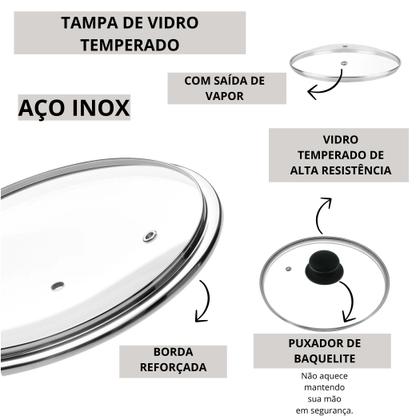 Imagem de Tampa de vidro temperado avulsa para panela caçarola fervedor frigideira 16 cm