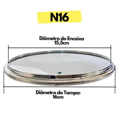 Imagem de Tampa De Vidro Temperado Para Panelas E Frigideiras Nº 16
