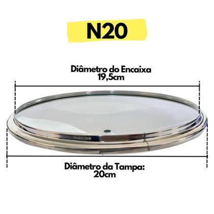 Imagem de Tampa De Vidro Temperado Para Panelas E Frigideiras Nº 20 - Mania de Alumínio