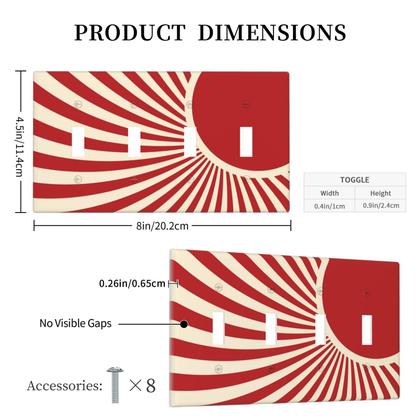 Imagem de Tampa decorativa do interruptor de luz Xuejiaku Boho Red Sun Design