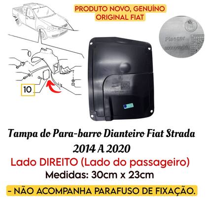 Imagem de Tampa do Parabarro Dianteiro Fiat Strada 2014 2015 2016 2017 2018 2019 2020 Lado Direito Original