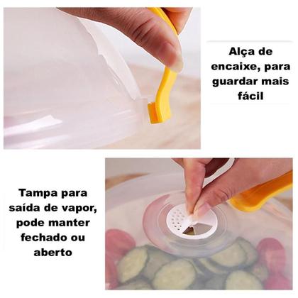 Imagem de Tampa Para Microondas Protetor Alimentos Anti Sujeira Comida Com Válvula Alça De Plástico Pratos (TRANSPARENTE)