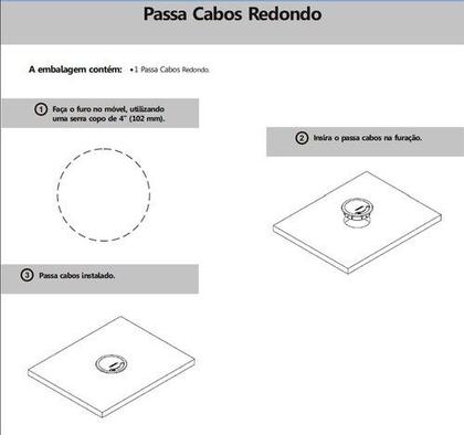 Imagem de Tampa Passa Cabo Fio Redonda Qtmov